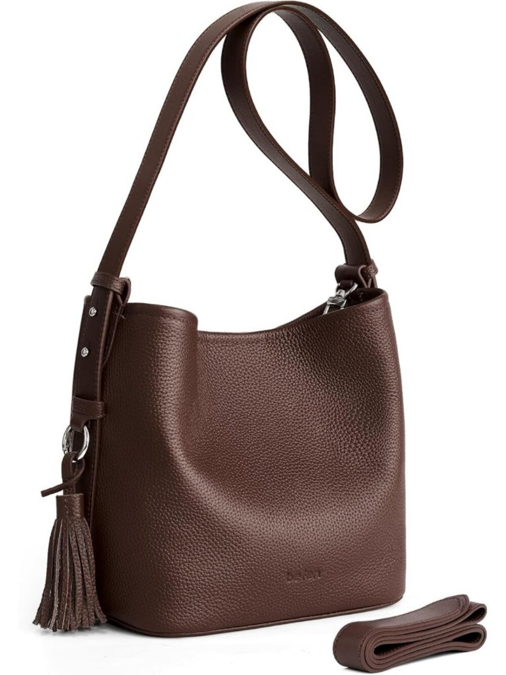 Genuine Leather Small Bucket Bag with Crossbody Strap | Stylish Shoulder Purse